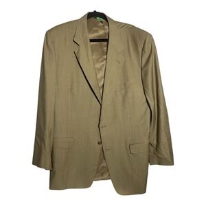 Canali Mens Tan Wool Solid 2 Button Long Sleeve Blazer Jacket Size 56L (uk) 46
